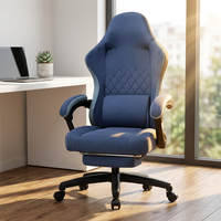 Chaise de bureau ergonomique de style racing en cuir et tissu, design contemporain, pivotante, dossier haut, support lombaire réglable en 3 positions