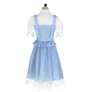 Robe de cosplay Dorothy pour femmes, style Lolita, robe de demoiselle d'honneur à manches courtes, robe maxi à carreaux patchwork, vêtements de fête d'Halloween pour filles - Product Image 4