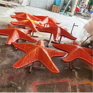 Sculpture d'étoile de mer en fibre de verre, décoration de jardin extérieure, forme animale peinte, à poser au sol - Product Image 5