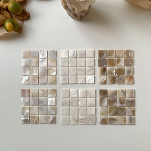 Sous-verre carré en nacre naturelle Mosaic Tile Shell Wallpaper Home Table Decor Set <span class=keywords><strong>de</strong></span> table Photo Props Jewelry Display Mat - Product Image 1