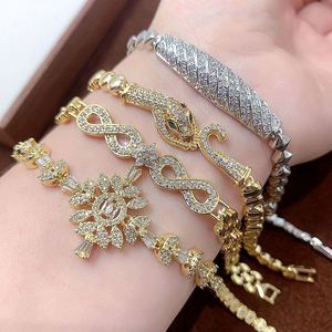 Gold Plated Shiny Zircon Diamond <b>Bracelet</b> Sparkling Cubic Diamond Micro-Paved Mix Bangle Luxury Micro-Inlaid Zircon <b>Bracelet</b> - Product Image 5
