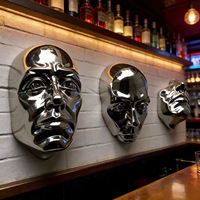 Sculpture de visage humain en résine électro-plaquée, art moderne KTW Decoration, à vendre