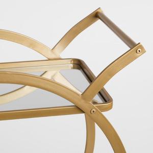 Customizable Metal and Glass 2-Tier Gold Rolling Bar Cart MOQ 25 Pcs| Serving Trolley Wheeled Trolley Mid Century Coffee <b>Table</b> - Product Image 4