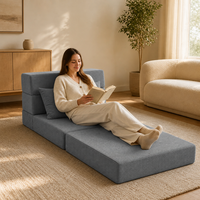 Surmatelas convertible pliable en trois parties pour adultes, mousse haute densité, housse en lin amovible, design pliable, pour chambre à coucher et école