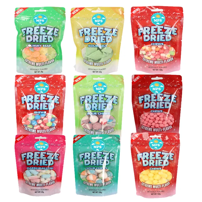 Chinese Candy Supplier Manufacturers Wholesale Hot Sale Snacks Multicolor Freeze Dried Crispy Chewing Gummy Sweets