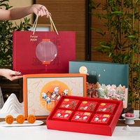 Boîte en carton de qualité alimentaire pour gâteaux de lune de mi-automne au design traditionnel 2026, avec coffret cadeau de 6 pièces et sac à main