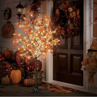 Top vente 4 FT 60 LED érable éclairé automne Thanksgiving décor arbre artificiel avec 6 glands 120 feuilles télécommande 8 Mode synchronisation