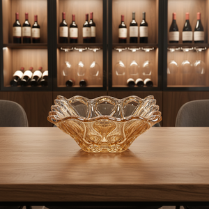 28cm ocean amber flower hollow Home Decoration Wedding crystal glass Candy Storage luxury Container Glass Candy fruit bowl - Product Image 1