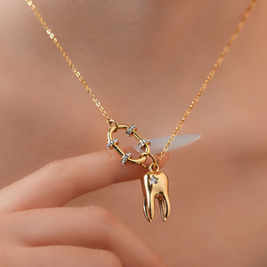 <span class=keywords><strong>Collana</strong></span> Trendy <span class=keywords><strong>con</strong></span> <span class=keywords><strong>Ciondolo</strong></span> a Forma di <span class=keywords><strong>Dente</strong></span> Placcato Oro 18K <span class=keywords><strong>con</strong></span> Incastonatura di Cristalli Gioiello Unico per Donne - Product Image 5