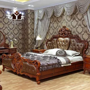 New Listing Durable Wood Bed Extravagant Mahogany Antique Beds Exclusive Carved Classic Bed For Master Bedroom