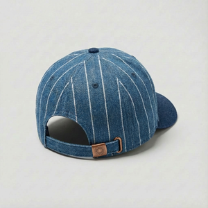 Casquette de baseball structurée <span class=keywords><strong>en</strong></span> denim à rayures personnalisées, visière incurvée réglable, 6 panneaux, avec logo brodé - Product Image 3