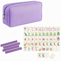 Jeu de Mahjong américain 152 tuiles, Mahjong de voyage avec étui souple lavande et supports à tuiles, Vente en gros