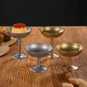 Retro Stainless Steel Pudding <b>Cup</b> 304 Metal Stemmed Dish For Desserts <b>Milkshakes</b> Fruit Salads Ice Cream - Product Image 2