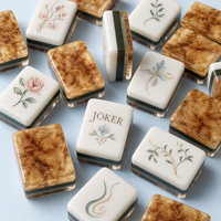 Meilleures ventes : Ensemble de Mahjong américain en acrylique à 4 couches, 160 tuiles de Mahjong à motif grain de bois, table de Mahjong, boîte en bois pour le divertissement