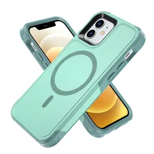 360 Shockproof Wireless Charging Armor Magnetic PC Phone Case For Iphone 13 Pro Max Military-Grade Drop Protective Cover Case