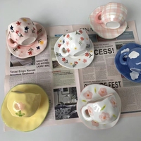 Tasses à eau personnalisées en céramique créative, mignonnes, irrégulières, pour latte et café, avec soucoupe, ensemble de tasses à thé nuage, cadeaux