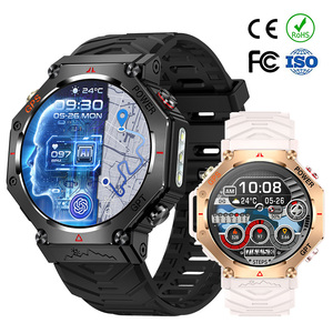 KC91 นาฬิกาสมาร์ทวอทช์สำหรับเล่นกีฬากลา<span class=keywords><strong>ง</strong></span>แจ้งพร้อม GPS SOS แฟลช 3ATM กันน้ำลึก ตรวจสอบสุขภาพ โทรผ่านบลูทูธ ผู้ช่วย AI สมาร์ทวอทช์ - Product Image 1