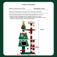 Arbre à chat de Noël, tour à chat multi-niveaux avec poteaux à gratter en sisal et niche en peluche, centre d'activités festif pour chats