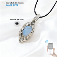 Nouveau collier NFC avec incrustation de pierres, pendentif NFC 13,56 MHz, cadeaux RFID, incrustation de coquille naturelle en métal intelligent NFC