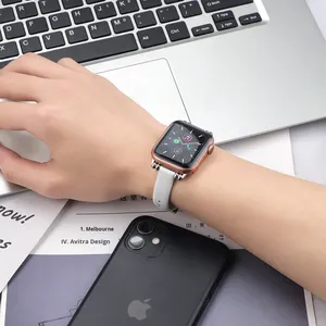 Nouveauté - Bracelet de montre en cuir élégant pour Apple Watch S10 1146mm Ultra 49mm 44mm - Bracelet de montre en cuir véritable fin pour femmes - Product Image 4
