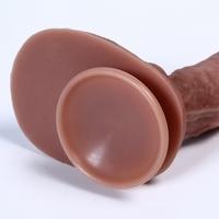 Insertable Length 5.71 Inch Realistic Lifelike Veins Ridges Artificial Asian Penis Soft Silicone Waterproof Suction Cup Dildo