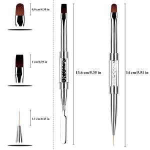 Pinceau à ongles en gel à double tête <span class=keywords><strong>pour</strong></span> la photothérapie, pinceau à ongles en gel long à design plat en nylon, vente en gros - Product Image 6