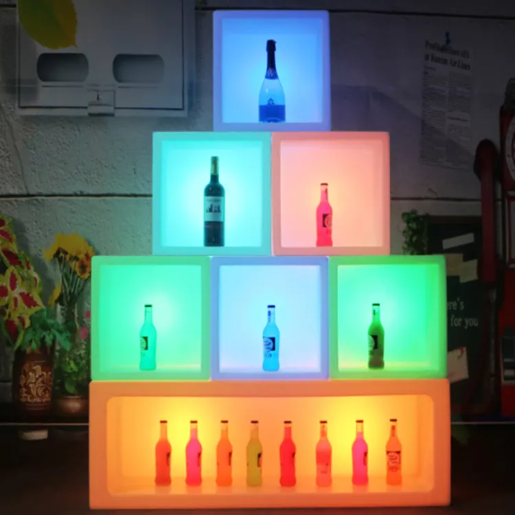 LED Cabinet Display RGB Colourful Bar Table Front Desk Luminous Furniture Counter Cabinets Removable Wine Rack