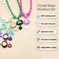 Collier en corde tressée colorée avec pendentif ovale en zircone cubique 5A, en acier inoxydable, résistant à l'eau et inaltérable, bijoux de mode