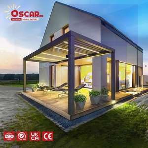 Pergola de jardin motorisée en aluminium imperméable avec toit à lames, ensemble de mobilier de terrasse et de jardin - Product Image 1