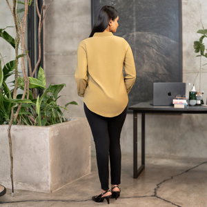 Blusa de Georgette Verde Caqui con Bordado Floral, Transpirable, para Uso en Temporada, para Mujer - Product Image 5