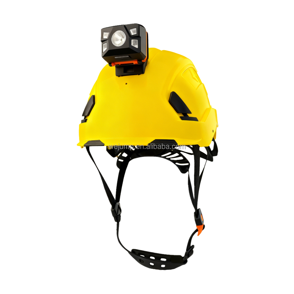 Yellow Helmet with Headlamp