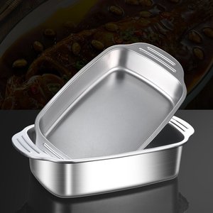 Plat à <span class=keywords><strong>gratin</strong></span>/plateau de cuisson rectangulaire en acier inoxydable de 1,0 mm d'épaisseur, extra large, durable, réutilisable, sans revêtement - Product Image 3