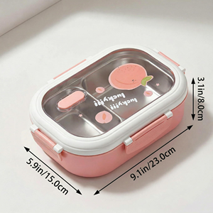 Lonchera de Acero Inoxidable 304 de 2 Compartimentos para Estudiantes y Niños, Lonchera Portátil a Prueba de Fugas con Cuchara y Logotipo Personalizado - Product Image 4