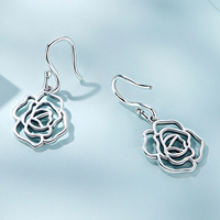 Neue s925 Sterling Silber hohle Rose Ohr haken Französisch elegante Blumen ohrringe SCE1505