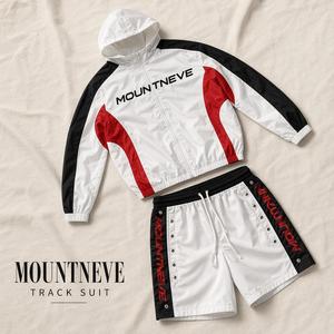 Ensemble de survêtement pour homme en tissu performant avec empiècements contrastants, respirant, à capuche, fermeture éclair intégrale, léger, pour sports de plein air, logo personnalisé OEM ODM - Product Image 1