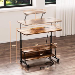 ชั้นเก็บของเคลื่อนที่ขนาดเล็กโต๊ะคอมพิวเตอร์แล็ปท็อปแบบพกพาปรับความสูงได้แบบเรียบง่าย - Product Image 3