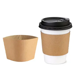 Cold Hot Drinks Tea Coffee Beverage Holder Paper Kraft Disposable Coffee Cup Sleeve