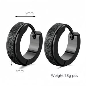 Pendientes de aro de acero inoxidable unisex Pendientes de aro vegano esmerilado estilo <span class=keywords><strong>punk</strong></span> para hombre que combinan con todo - Product Image 5