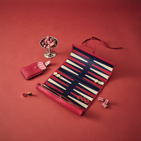 Luxuriöses, personalisiertes Monogramm-Leder-Schachspiel mit faltbarer Tasche, Roll-Up-Backgammon-Set mit Reise-Optik