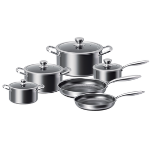 Ensemble de casseroles modernes en acier inoxydable triple couche, revêtement céramique antiadhésif, compatible lave-vaisselle, comprend des marmites de 20/24/28 cm - Product Image 1