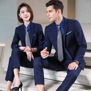 Costume d'affaires pour hommes et femmes, coupe cintrée, quatre pièces, fermeture éclair, mélange de coton, vêtements formels, automne-hiver 2022 - Product Image 2