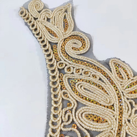 Garniture en dentelle à sequins en gros, garniture en dentelle brodée, garniture en dentelle à fleurs brodées, garniture en dentelle perlée, dentelle et garniture extensible 5/8, blanc or