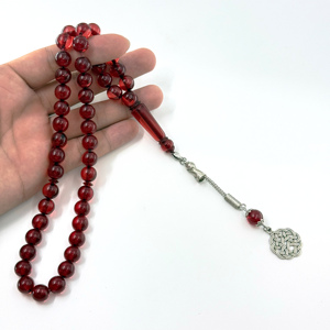 ลูกประคำมุสลิม 10 มม. 45 เม็ด, ลูกปัดอะคริลิกสีแดง, มิสบาฮ์อิสลาม, อิมาม ซุบฮาคบาร์ สระว่ายน้ำ, สรรเสริญพระเจ้า, ทิสบีฮะ โรซารี - Product Image 5