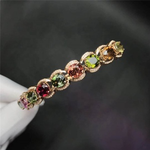 SGARIT 18k <span class=keywords><strong>oro</strong></span> rosa braccialetto di diamanti naturale tormalina gemma gioielli con cuore corda bracciale per il regalo delle ragazze - Product Image 5