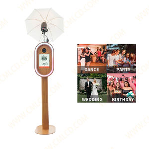 2025 Salsa Ovale Houtkleur Ipad Fotocabine Dslr Camera Instant Social Media Delen Voor Foto 'S En Video 'S Selfie Kiosk - Product Image 5