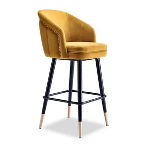 Luxury Foam Upholstered Fabric Bar Chair Product Custom Supplier High Bar Stools