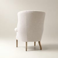 Fauteuil d'appoint moderne de luxe capitonné à dossier haut avec pieds en bois massif, chaise de salle à manger individuelle pour la maison et l'hôtellerie