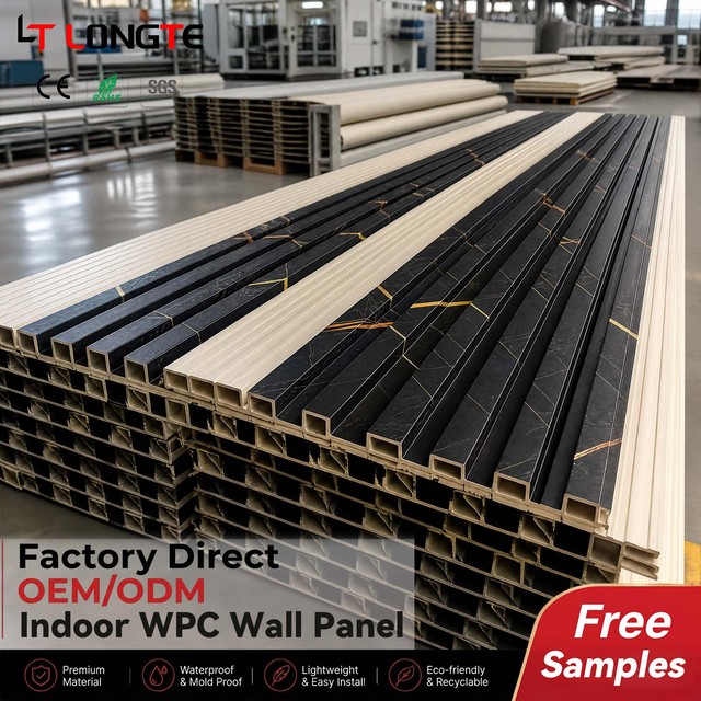 Matte Finish WPC Interior Wall Panel Indoor Decorative Cladding Waterproof Fluted Slatted Wood Composite Board Decor