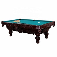 Table de billard domestique en bois massif certifiée ISO 9001 FSC CE, cadre en acajou, poches en cuir, ardoise de 25 mm, tapis de billard de tournoi, personnalisable OEM, 7-9 pieds