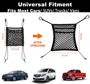 सुरक्षा नेट और कार्गो स्टोरेज बैग के साथ 3-लेयर कार सीट आयोजक सुरक्षा नेट और कार्गो स्टोरेज बैग के साथ कुत्ते को अलग करना - Product Image 6